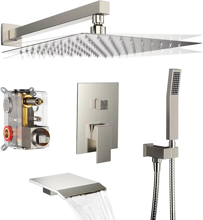 Rain Shower System 12 inch Shower Faucet Set by Dlvsoby
