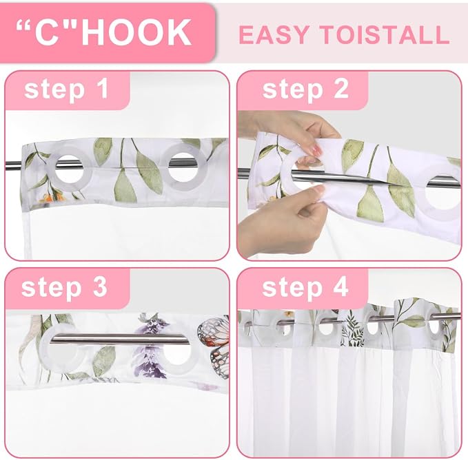 No Hook Shower Curtain Set - Image 6