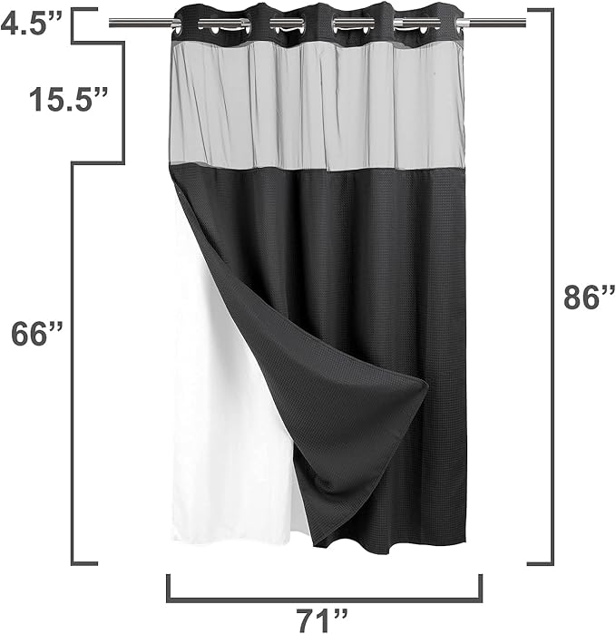 River Dream Heavyweight No Hooks Required Dotted Waffle Weave Shower Curtain - Image 7
