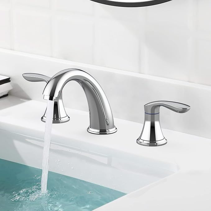 Bathroom Sink Faucet, Faucet for Bathroom Sink, Widespread Chrome Bathroom - Image 2