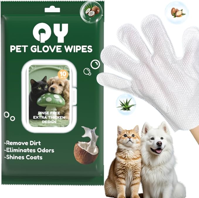 10-Pack Pet Cleaning Glove Wipes by QingYa