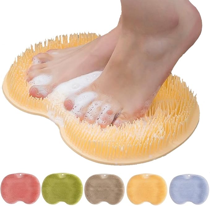 Shower Foot Scrubber Mat with Non-Slip Suction Cups, Foot Back Cleaning Pad by Soputry