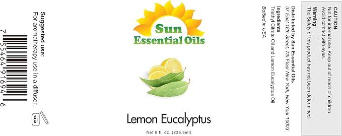 Sun Essential Oils 8 oz Lemon Eucalyptus Essential Oil – Aromatherapy Oil - Image 2