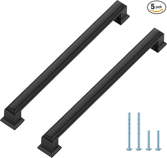 Ravinte Hardware 5 Pack Matte Black Cabinet Pulls, 7-1/2 Inch Hole Center Zinc by RavinteHardware