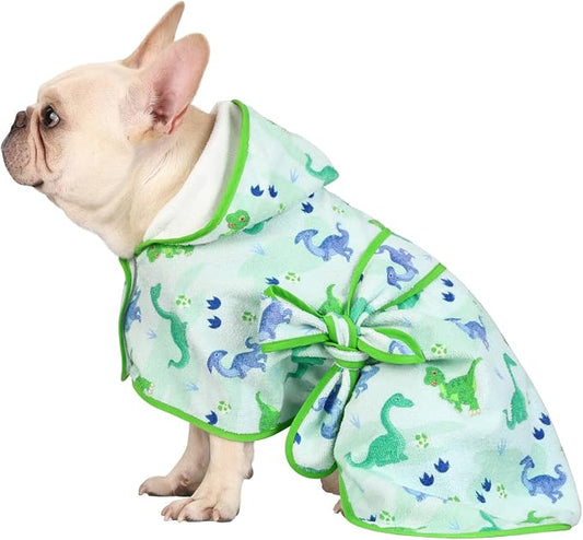 HDE Dog Bathrobe Super Absorbent Quick Drying Puppy Towel Wrap Coat Adjustable by HDE