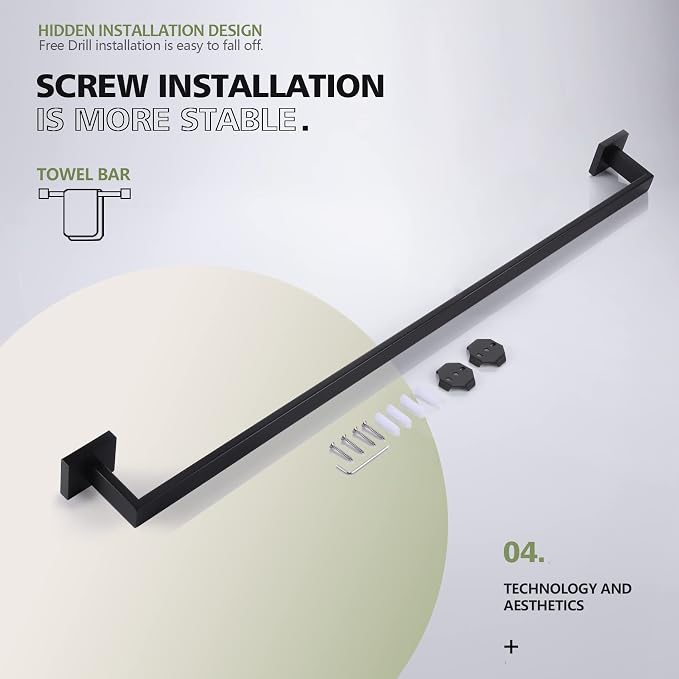 KOKOSIRI 36-Inch Single Towel Bar, Bathroom Kitchen Towel Holder, Wall Mounted - Image 5