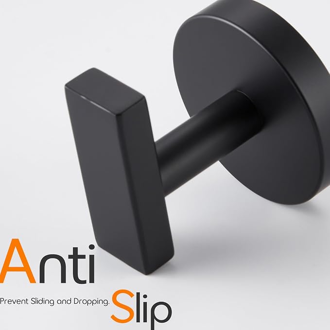 Robe Hook Matte Black Bath Towel Hooks Stainless Steel Wall Hooks - Image 5