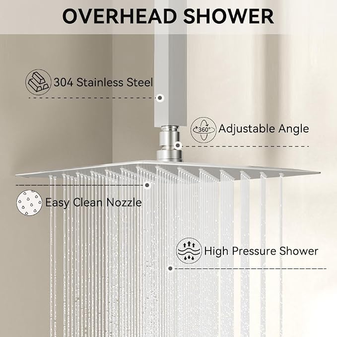 Shower Faucet Set Brushed Nickel Shower System, STARBATH 10" Ceiling Mount Rain - Image 8