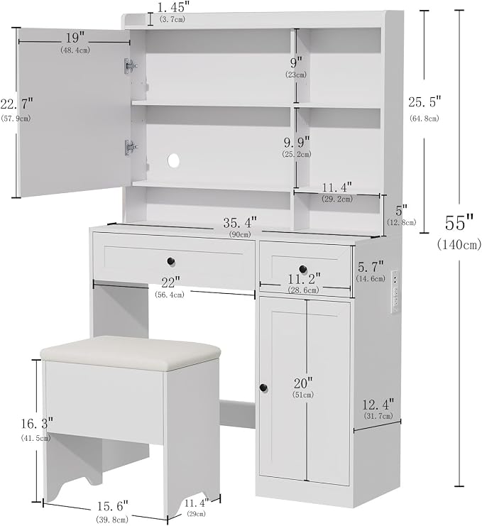 Vanity Table with Hidden Storage & LED Mirror - Image 6