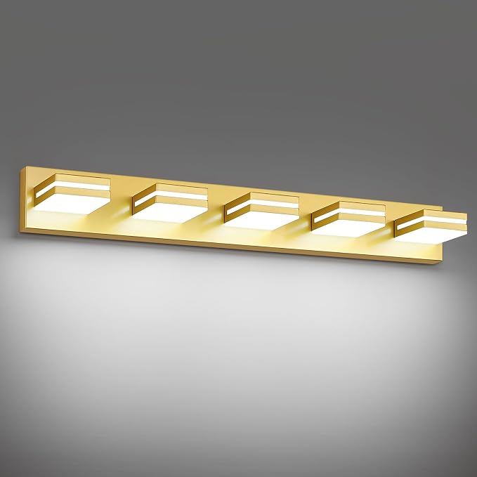 Modern LED Bathroom Lights Fixtures, Metal Gold Acrylic Wall Lighting, Vanity by JZEKVN
