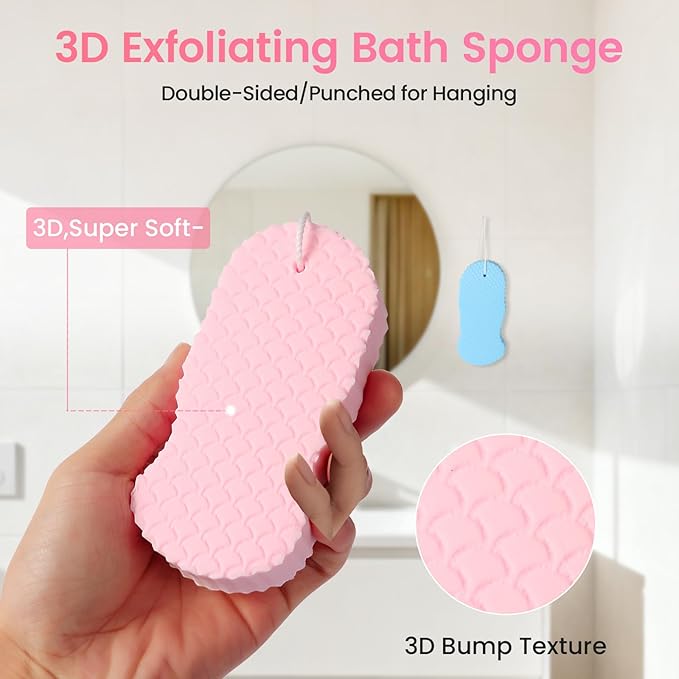 4 PCS Magic Exfoliating Bath Sponge, 3D Super Soft Exfoliating Body Scrubber - Image 2