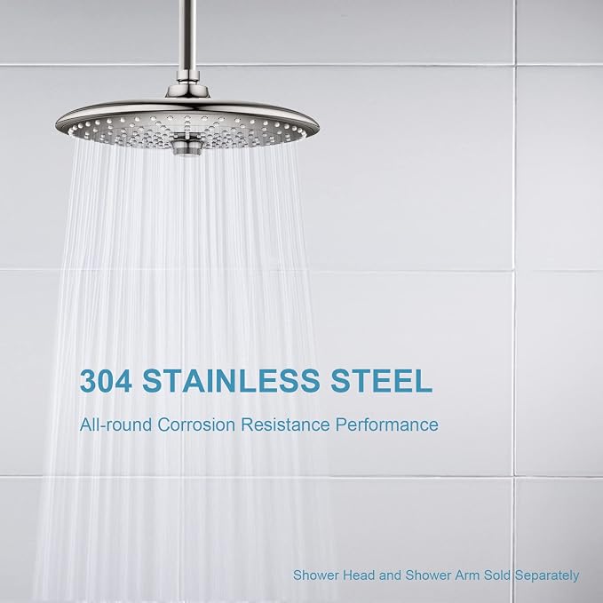 OFFO Shower Arm with Flange, 24 in Brushed Nickel Ceiling Mount Replacement - Image 3