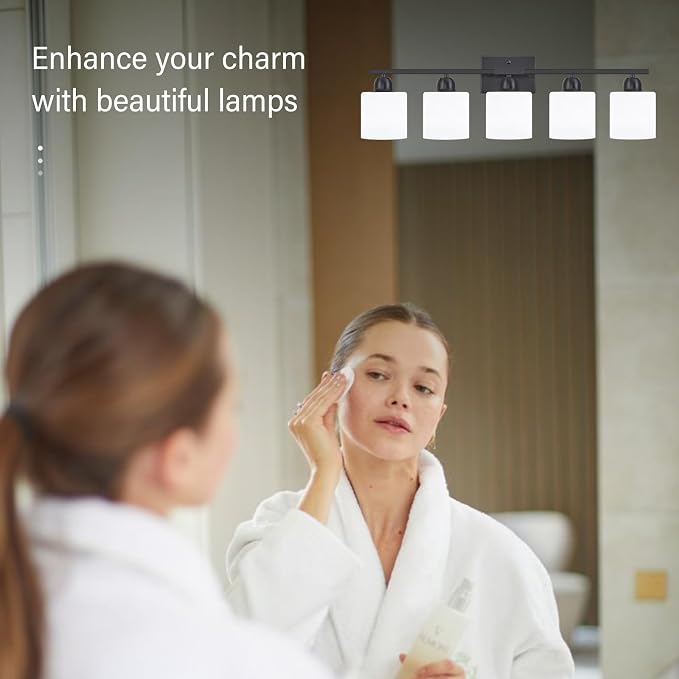 5-Light Black Bathroom Vanity Light, Modern Vanity Light Fixture - Image 6