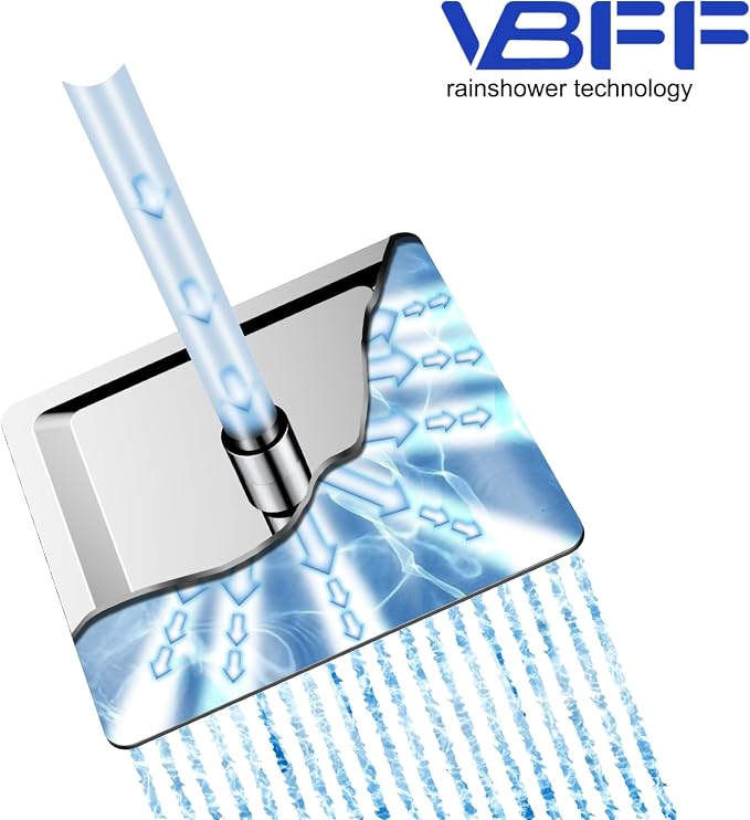 VBFF-Shower Head, rain shower head, 8 inch- Square Shower Head, 1.8 GPM Flow - Image 3