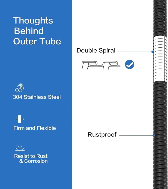 RUMOSE 70 inches Shower Hose Extra Long Stainless Steel Shower Tube Attachment - Image 2