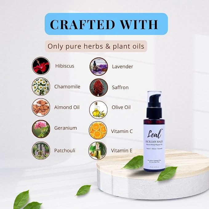 Leal Hair & Dry Body Oil, Brightening Glow Oil, Hibiscus Hair Oil, After Shower - Image 6