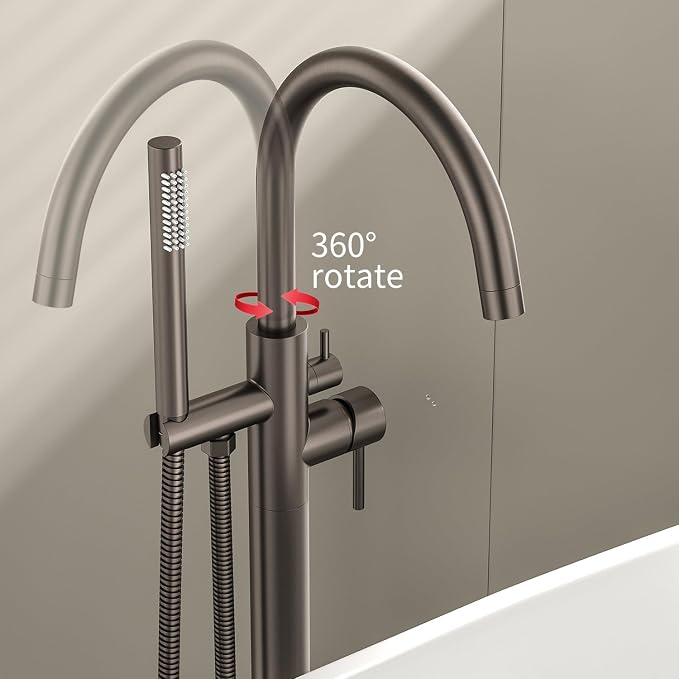 Freestanding Bathtub FaucetFloor Mount Bathtub Filler Shower Mixer Faucet - Image 2