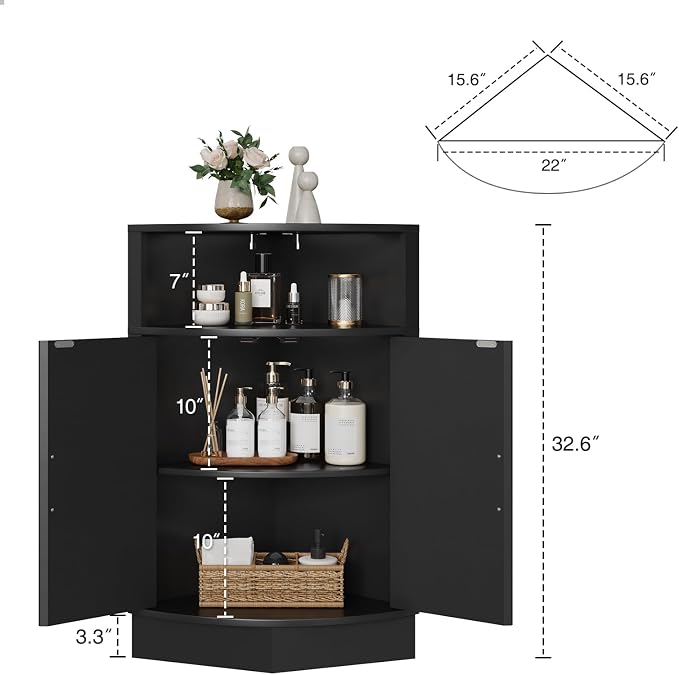 Corner Bathroom Cabinet, Modern Small Corner Cabinet - Image 2