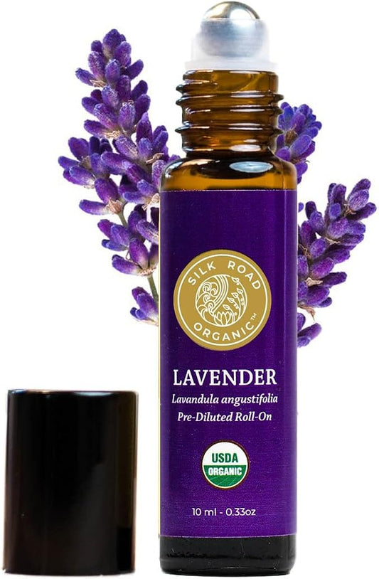 Silk Road Organic Lavender Essential Oil Roll On, USDA Certified, Relaxation & by SILKROADORGANIC