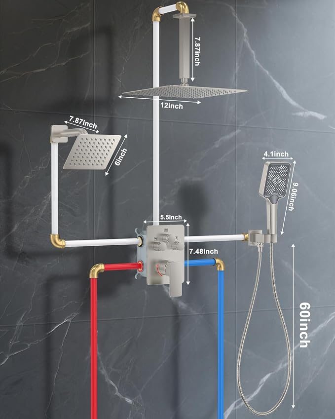 Shower System with Pressure Balance Valve, Brushed Nickel - Image 6