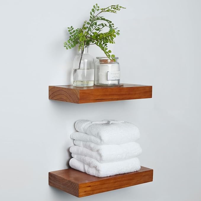 Homeforia 12 inch Oak Floating Shelf, High End Solid Real Wood 12inch Small by Homeforia