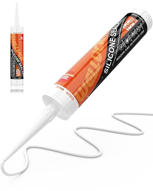 WELLUCK White Silicone Caulk, 100% Waterproof Silicone Sealant Adhesive Caulking by WELLUCK