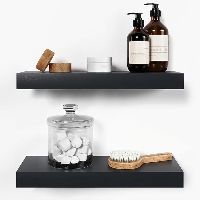 Homeforia Black Floating Shelf 18 inch, High End Solid Real Wood 18inch by Homeforia