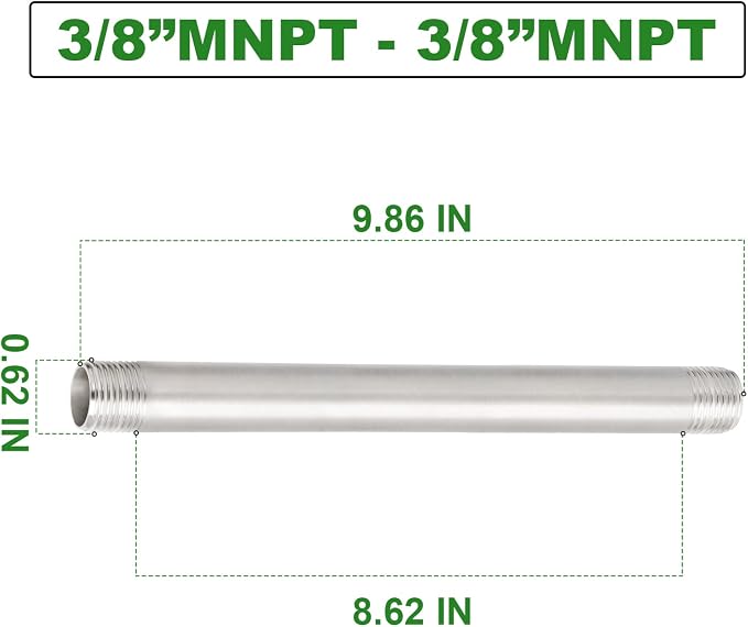 TAISHER 2Pcs Stainless Steel Pipe Fittings, 3/8" NPT x 3/8" NPT Male Threaded - Image 4