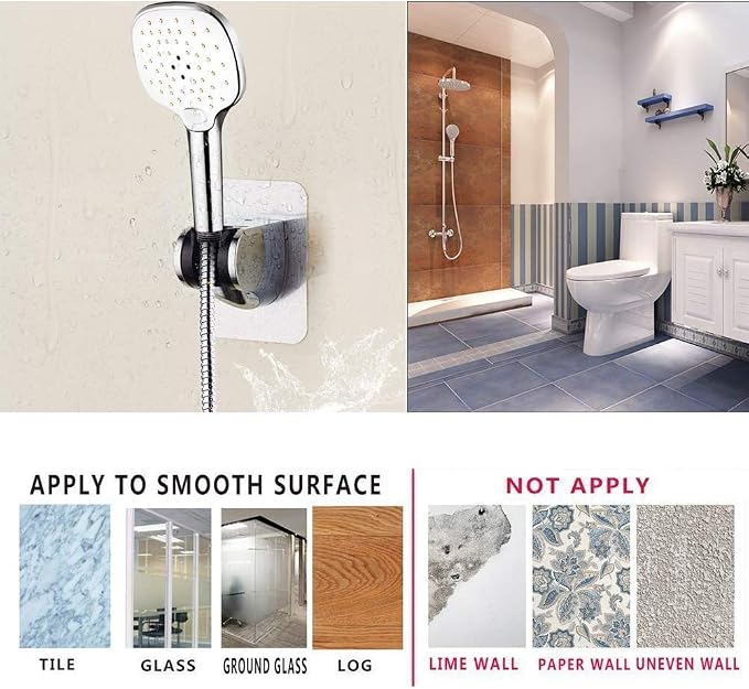 Strong Adhesive and Waterproof Shower Head Holder, Adjustable Handheld Shower - Image 8