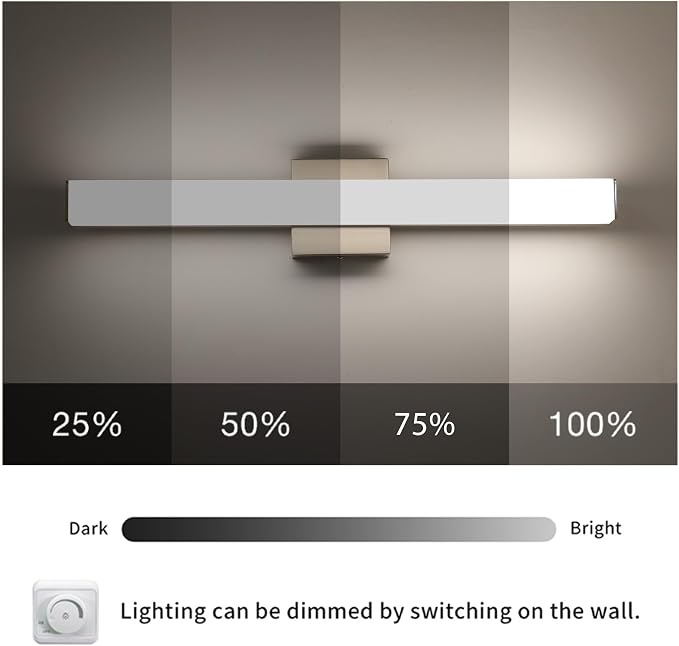 Bathroom Vanity Light Brushed Nickel Square LED 24 inch 14W 4000K Natural White - Image 4