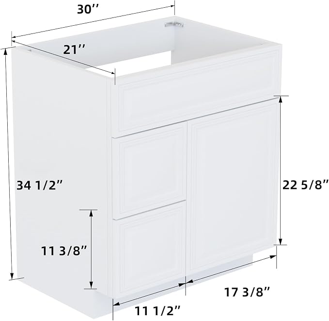 30 Inch Antique White Bathroom Vanity Unassembled, No Sink/Top/Handles Bathroom - Image 2