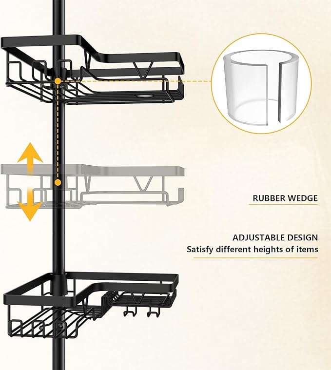 Corner Shower Caddy + 2 Soap Holders, 4 Tier Shower Caddy Tension Pole - Image 2