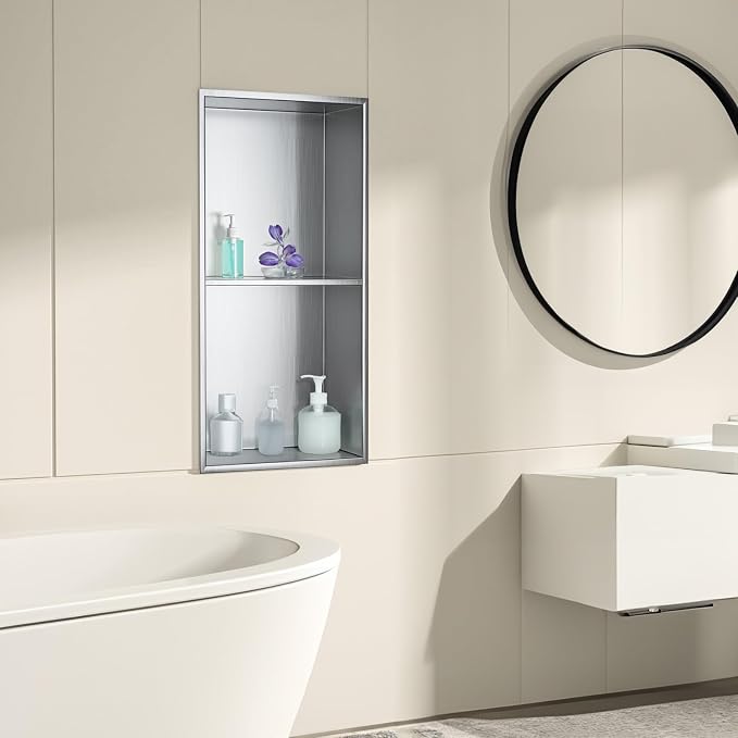 SaniteModar Shower Niche, Stainless Steel Shower Niche 12" X 24" No Tile Needed - Image 7