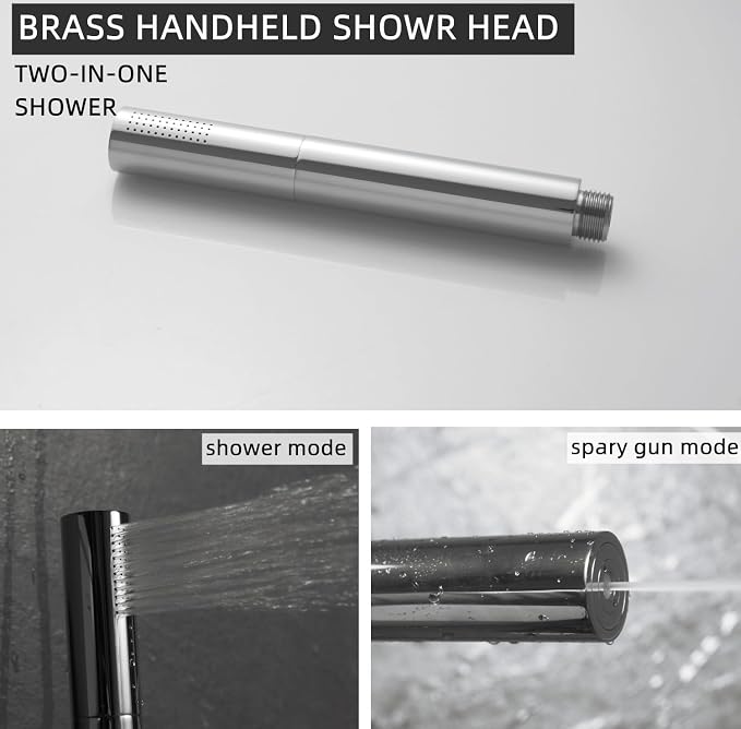 AYIVG Chrome Finish Round Brass 2 In 1 Function High Pressure Handheld Shower - Image 6
