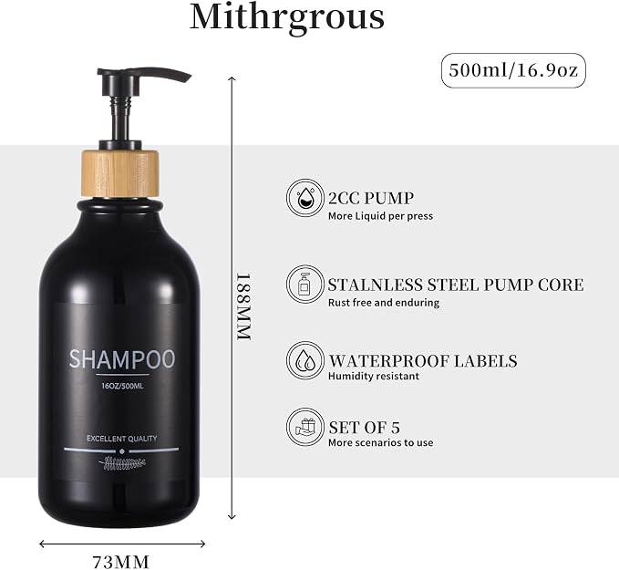 Shampoo and Conditioner Dispenser Bottles, 16.9oz Shower Containers - Image 4