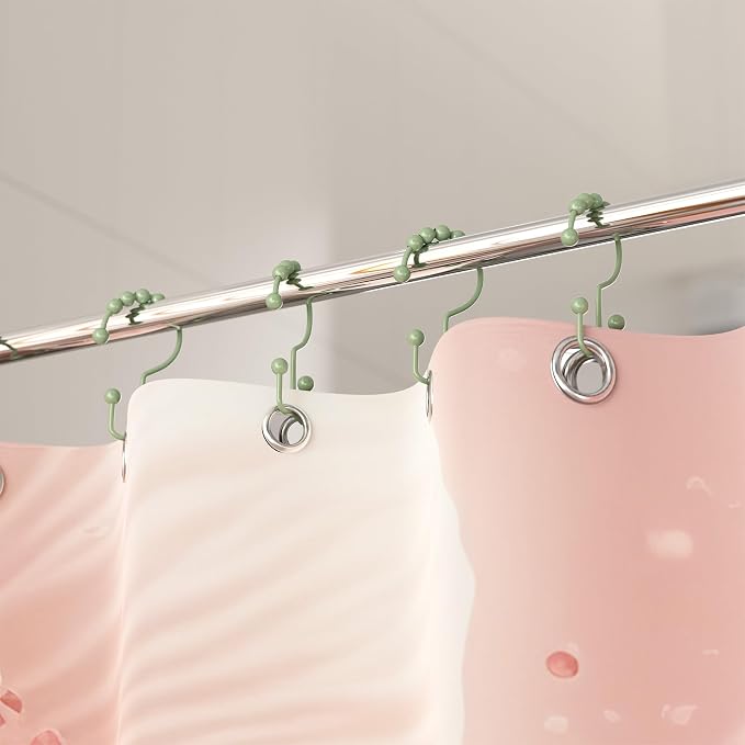 Titanker Shower Curtain Hooks Rings, Rust-Resistant Metal Double Glide Shower - Image 7