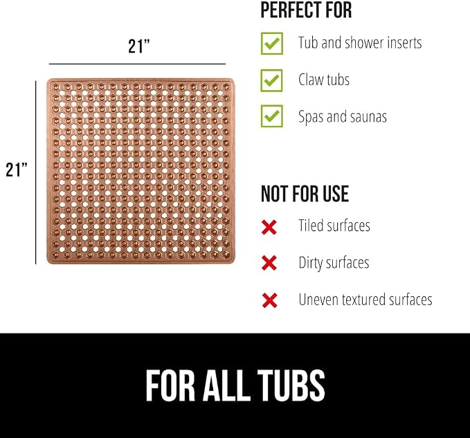 GORILLA GRIP Patented Square Shower Stall Mat, Small Bathtub Floor Mats - Image 6