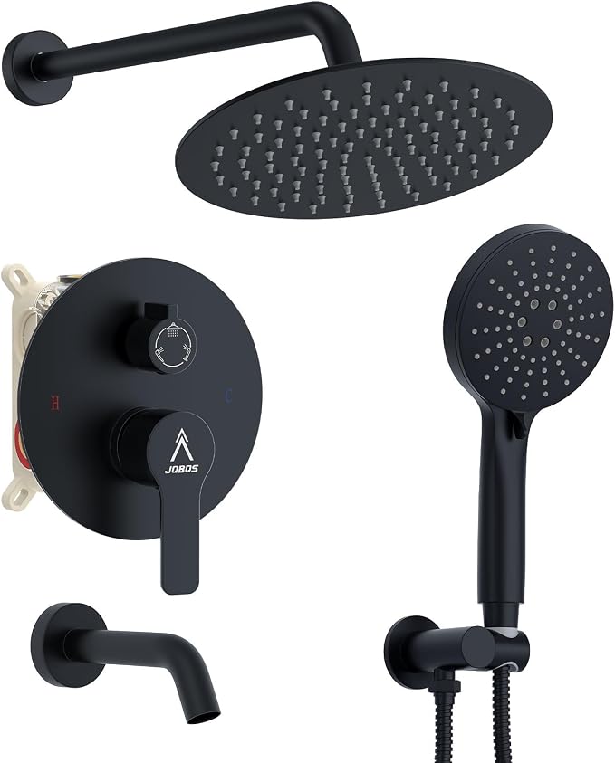 3 Functions Shower System，Modern Three-Setting 10-Inch Round Rain Shower Head by JQBQS