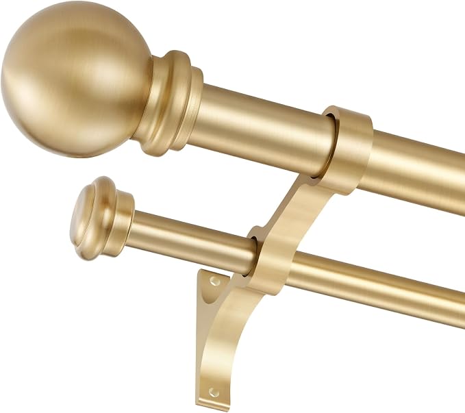 Double Curtain Rod, Adjustable 1 inch Double Drapery Rod Rods by YuMierle