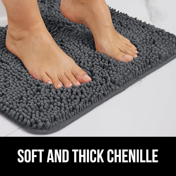 GORILLA GRIP Plush Absorbent Shaggy Chenille Bath Rug Mat - Image 4