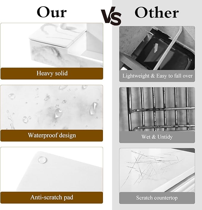 Luxspire Bathroom Counter Organizer, Marble Toothbrush Holder - Image 5