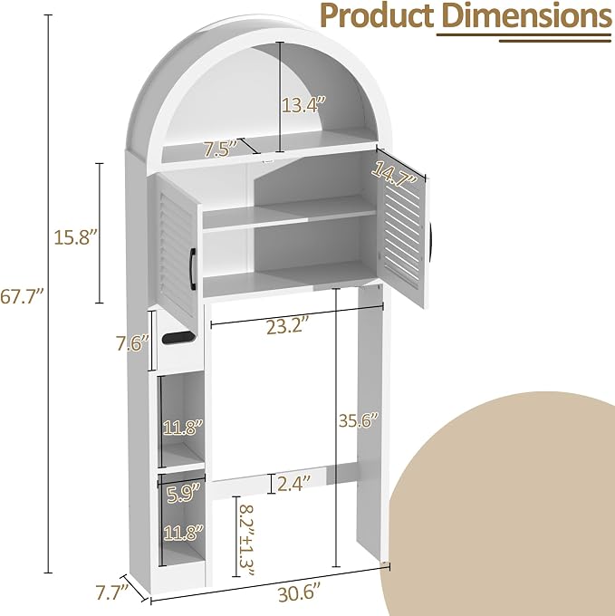 Spurgehom Over The Toilet Storage Cabinet, Bathroom Shelf Organizer Freestanding - Image 2