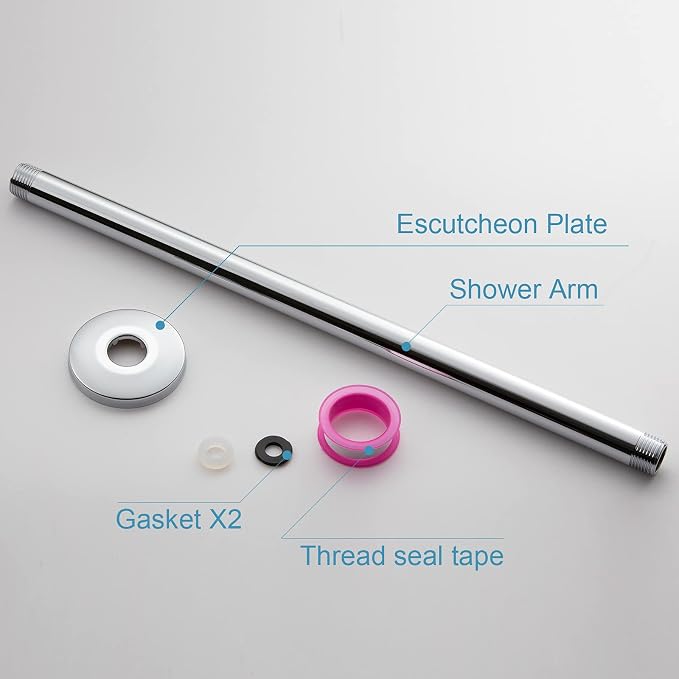 OFFO Shower Arm with Flange, 16 in Ceiling Mount Replacement Rain Shower Head - Image 6
