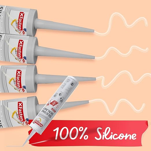 XFasten Clear Silicone Caulk Neutral Cure 10.1 oz – 100% Waterproof Silicone - Image 5