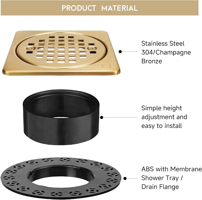 Yaseingo Removable Square Shower Floor Drain Compatible - Image 4