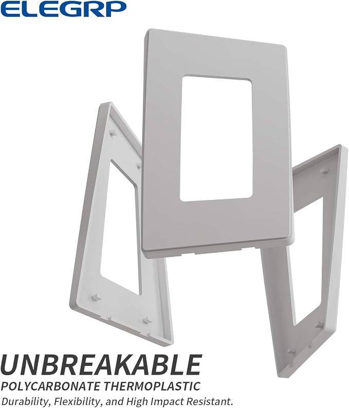 ELEGRP Matte White 1-Gang Screwless Decorative Wall Plates, Standard Size - Image 4