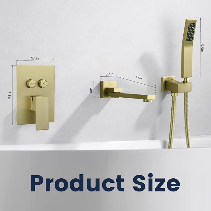 Wall Mount Bathtub Faucet Set Included 180°Swivel bathroom Tub Filler faucets - Image 7