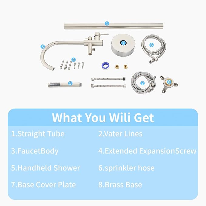 Freestanding Tub Filler Brushed Nickel Floor Mount Bathtub Faucet Bathroom - Image 6