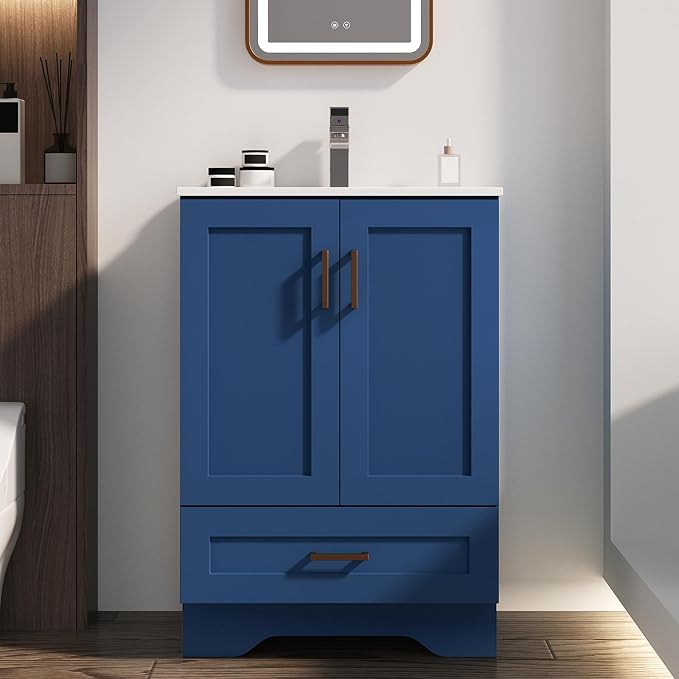 30 inch Bathroom Vanity with Sink, Modern White Vanity by LDarqeer
