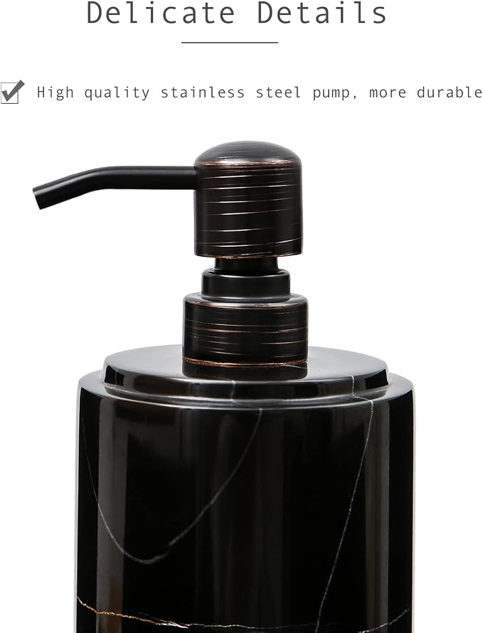 Black Marble Soap Dispenser Hand or Dish - Image 4